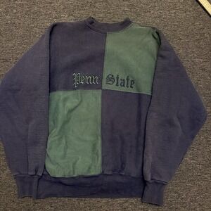 VTG 90s Champion Penn State Reverse Weave Crewneck Sweatshirt Sz L Blue Green